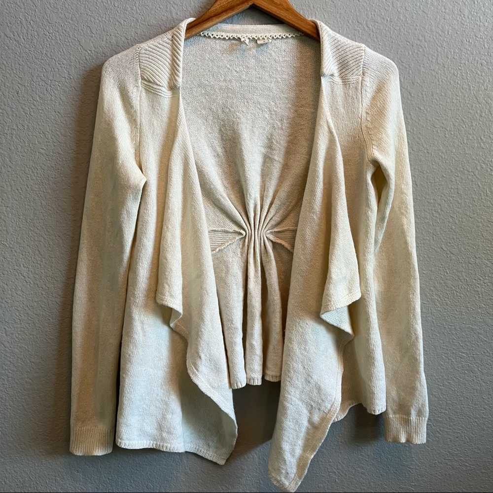 Anthropologie Moth Cream Waterfall Wool Blend Cardigan, S